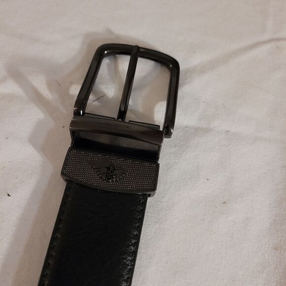 Dockers Men’s Reversible Bet Sz 38-40 Black Brown Faux Leather Silver Buckle - Picture 6 of 10